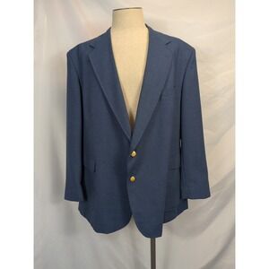Stafford Blue Blazer Sport Coat 50R Suit Jacket Gold Crest Button Old Money Luxe